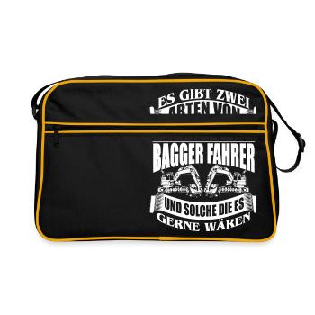 BAGGER MASCHINENFÜHRER TIEFBAU BERUF ARBEIT JOB - Retro Tasche - Schwarz/Gold - Vorne