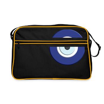Nazar Boncuk - blaues Auge Schutz - Retro Tasche - Schwarz/Gold - Vorne