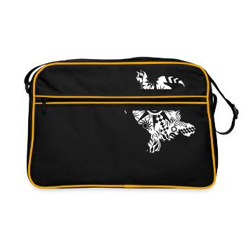 Maori tortue honu tatouage souches formes blanc - Sac Retro - noir/or - Devant