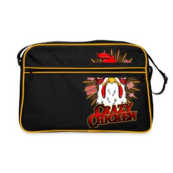 POULET FOU - Poulet drôle motif cadeau - Sac Retro - noir/or - Devant