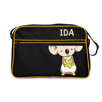 Koala funny kid ida gift birthday copy - Retro Bag - black/gold - Front