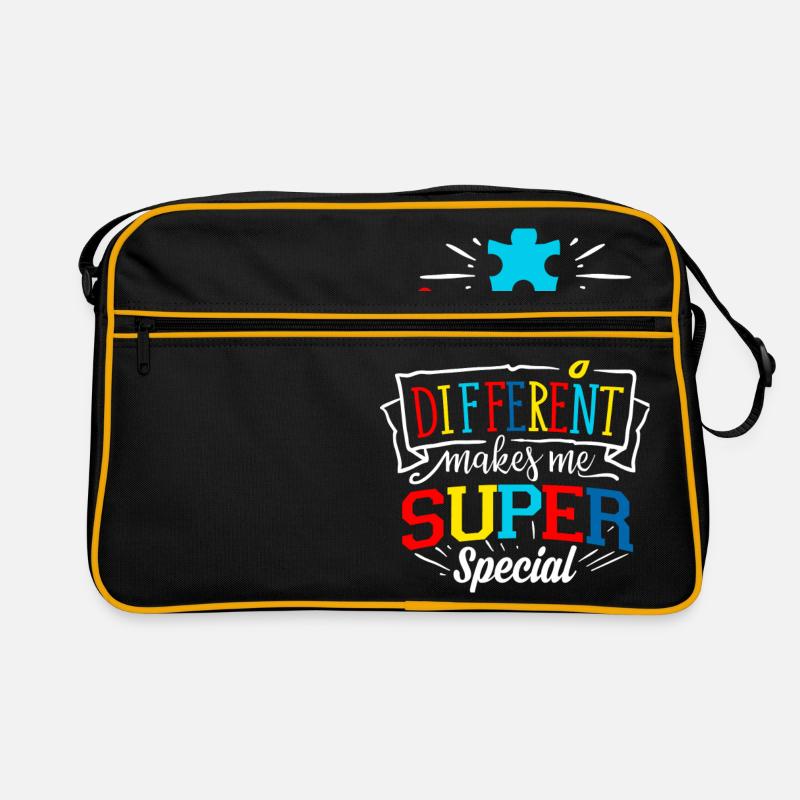 Autisme Autiste ADHD Autisme Asperger Cadeau - Sac Retro - noir/or