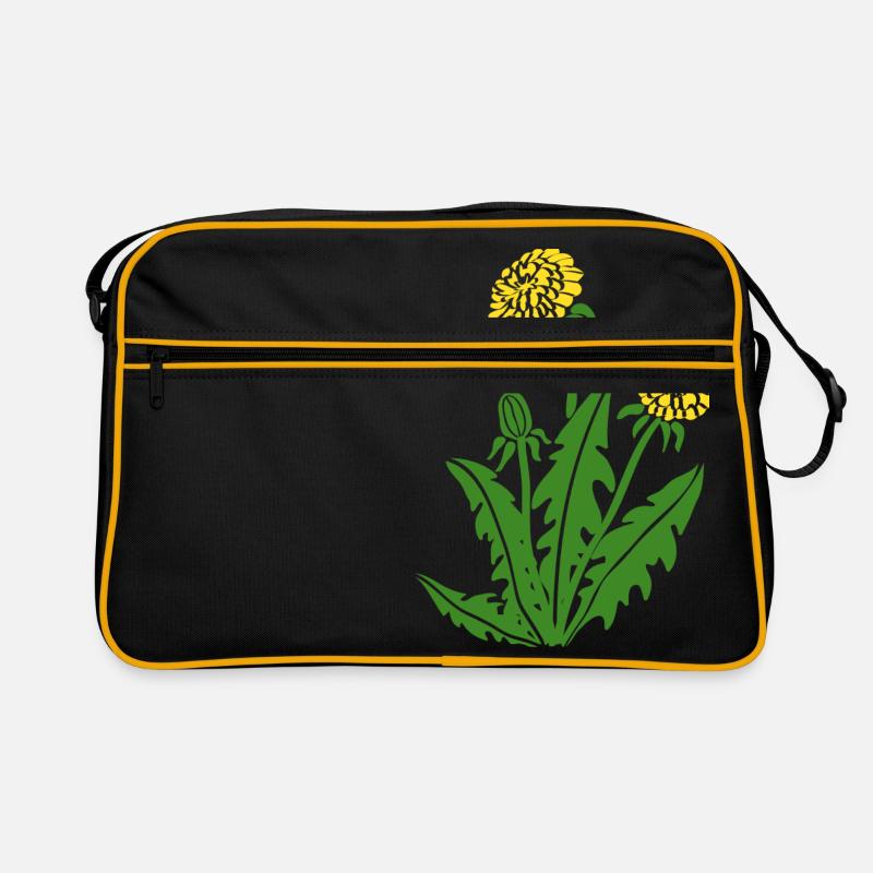 löwenzahn löwe pusteblume butterblume dandy lion - Retro Tasche - Schwarz/Gold