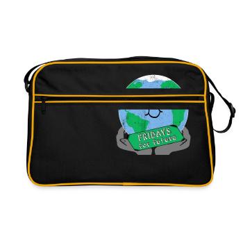 Vendredis pour le futur Stop au changement climatique Save Gift - Sac Retro - noir/or - Devant