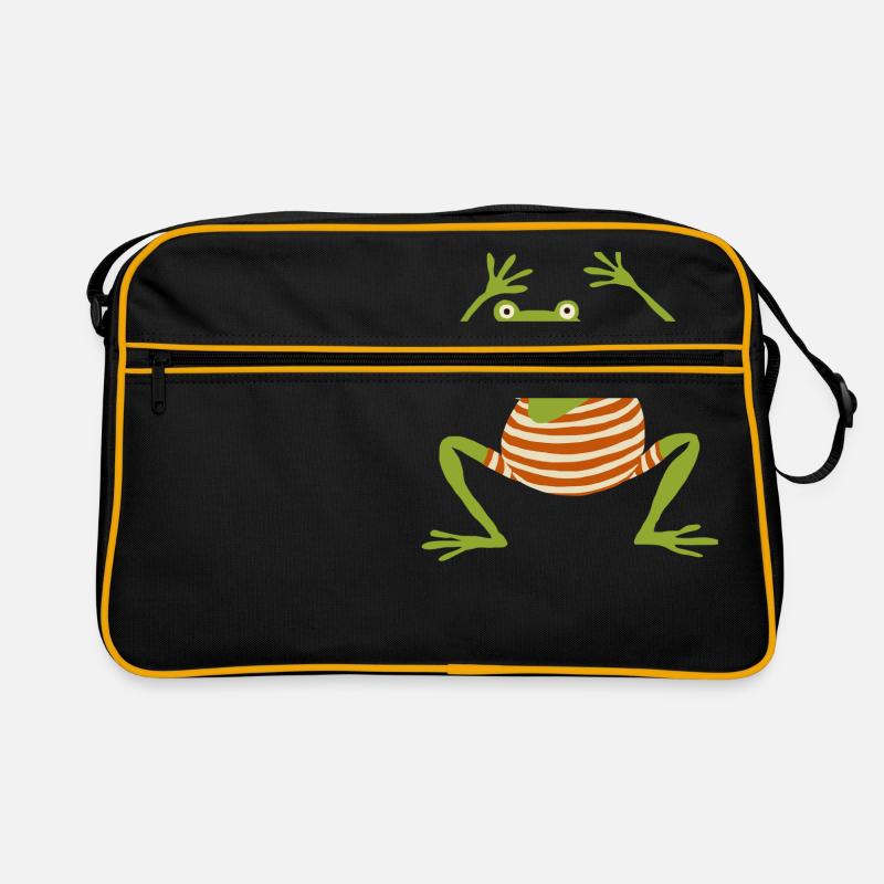 Frosch badet - Retro Tasche - Schwarz/Gold