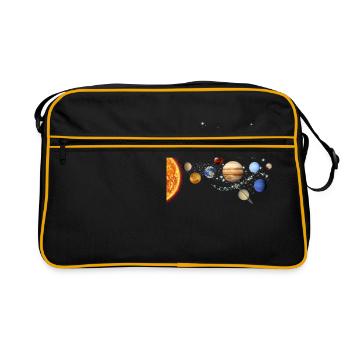 Astronomie Planètes Étoiles Lune Soleil Galaxy Space Cadeau - Sac Retro - noir/or - Devant