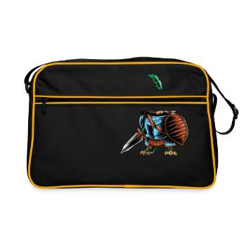 Ritter Owl Warrior Cavalier Rider Edles Schwert Geschenk - Retro Tasche - Schwarz/Gold - Vorne
