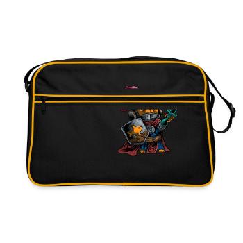 Ritter Cat Warrior Shield Schwert Cavalier Noble - Retro Tasche - Schwarz/Gold - Vorne