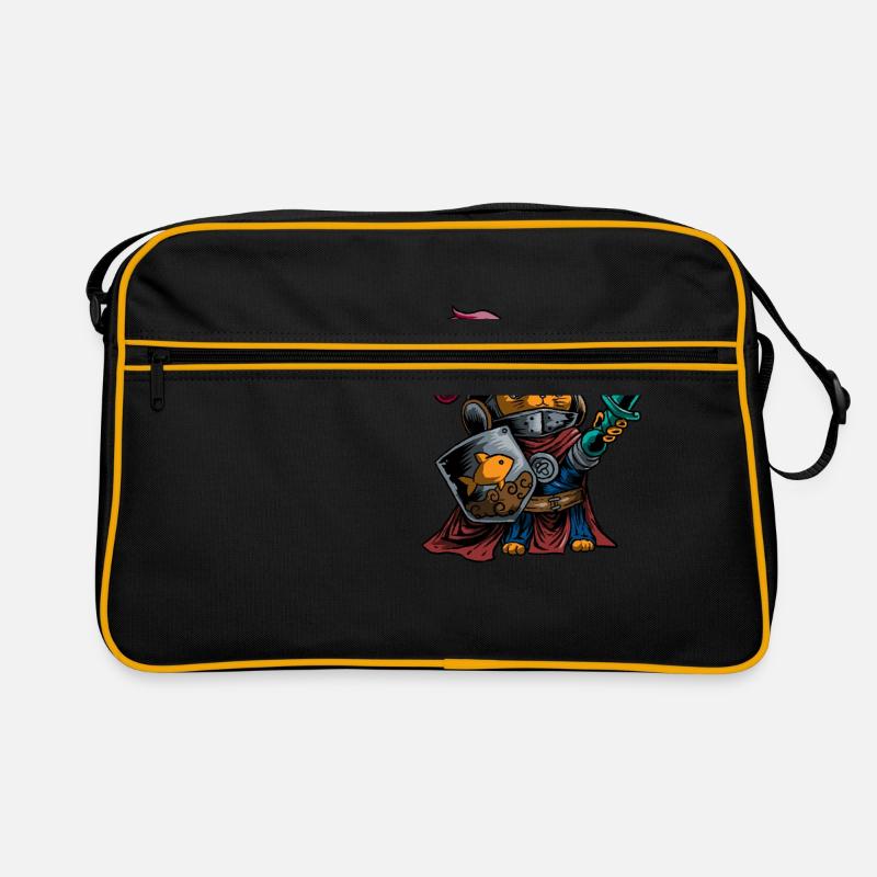 Chevalier Chat Guerrier Bouclier Epée Cavalier Noble Sac Retro
