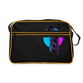 Cyborg Girl Robot Robotics Rover Android Robo Gift - Retro Bag - black/gold - Front