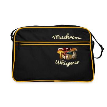 Pilz-Flüsterer-Blüte wachsen Giftpilz-Form-Geschenk - Retro Tasche - Schwarz/Gold - Vorne