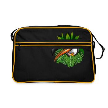 Toucan Tucan tropisches Vogel-cooles Dschungel-Tiergeschenk - Retro Tasche - Schwarz/Gold - Vorne