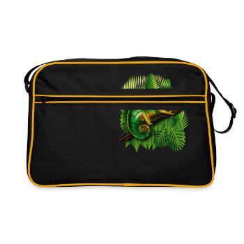 Cadeau tropical de lézard cool animal caméléon jungle - Sac Retro - noir/or - Devant