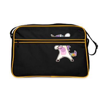 Badminton Unicorn Shuttlecock Racket Games Gift - Retro Bag - black/gold - Front