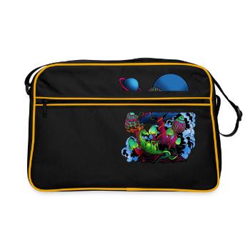 Psychedelic Magic Muschrooms Trippy Shrooms Cadeau - Sac Retro - noir/or - Devant