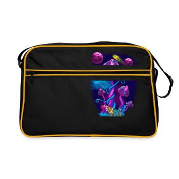 Psychedelic Magic Muschrooms Trippy Shrooms Cadeau - Sac Retro - noir/or - Devant