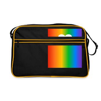 Rainbow Gradients Colours Heart - Retro Bag - black/gold - Front