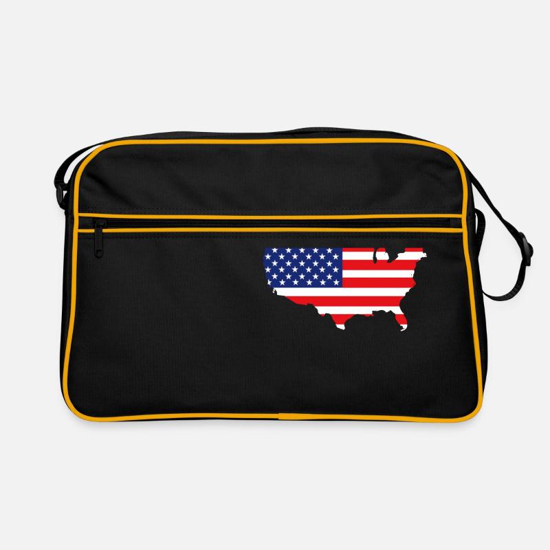 USA Map - Retro Tasche - Schwarz/Gold