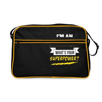 I'm an introvert - what's your superpower? - Retro Bag - black/gold - Front