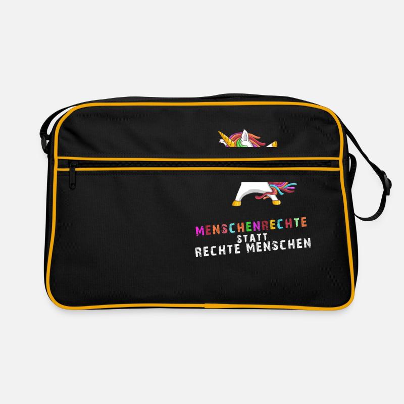 Menschenrechte statt Rechte Menschen - Einhorn Retro Tasche