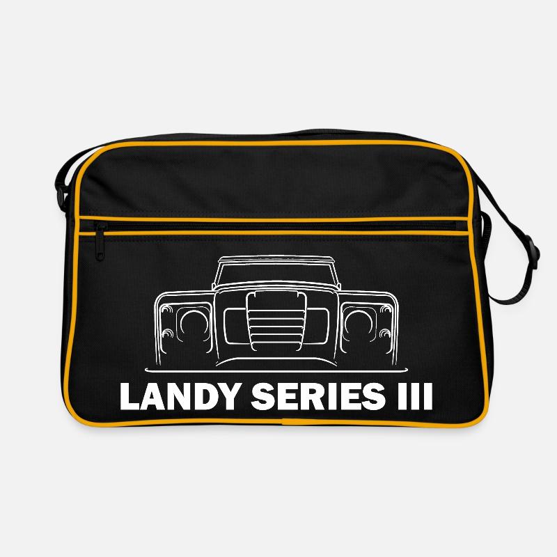 Land-Rover S3 Front Gift defender - Retro Tasche - Schwarz/Gold