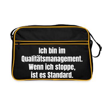 Qualitätsmanagement Spruch  - Retro Tasche - Schwarz/Gold - Vorne