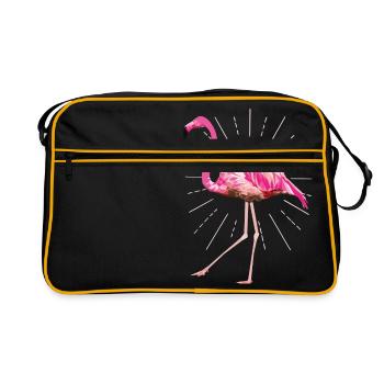 Flamingo poly rays pink summer pink bird - Retro Bag - black/gold - Front