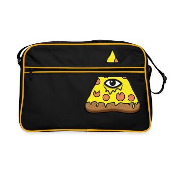 Pizza Illuminatie - Retro Tasche - Schwarz/Gold - Vorne