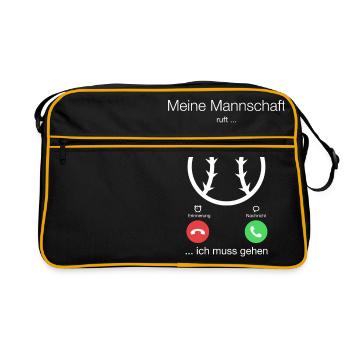 Geschenk Anruf Volleyball Mannschaft ruft - Retro Tasche - Schwarz/Gold - Vorne
