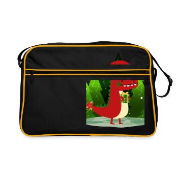 Dinosaure Dino cadeau de Noël Ugly Sweater - Sac Retro - noir/or - Devant