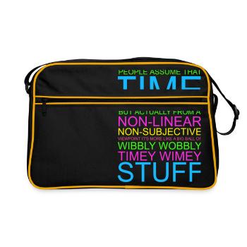 Timey Wimey Wibbly Wobbly - Retro Tasche - Schwarz/Gold - Vorne