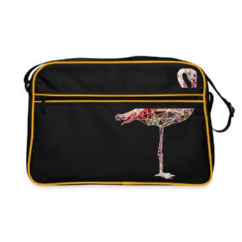 Flamingo polygon mosaic pink pink - Retro Bag - black/gold - Front