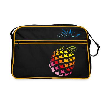 Pineapple rainbow colors - Retro Bag - black/gold - Front
