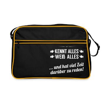 Im Ruhestand mit viel Wissen und viel Zeit - Retro Tasche - Schwarz/Gold - Vorne