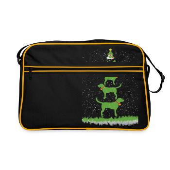 Labbi Weihnachtsbaum - Retro Tasche - Schwarz/Gold - Vorne