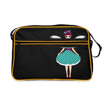 Rockabilly Fee - Retro Tasche - Schwarz/Gold - Vorne
