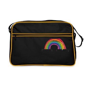 Süßer Pride Regenbogen wie von Kinderhand gemalt - Retro Tasche - Schwarz/Gold - Vorne