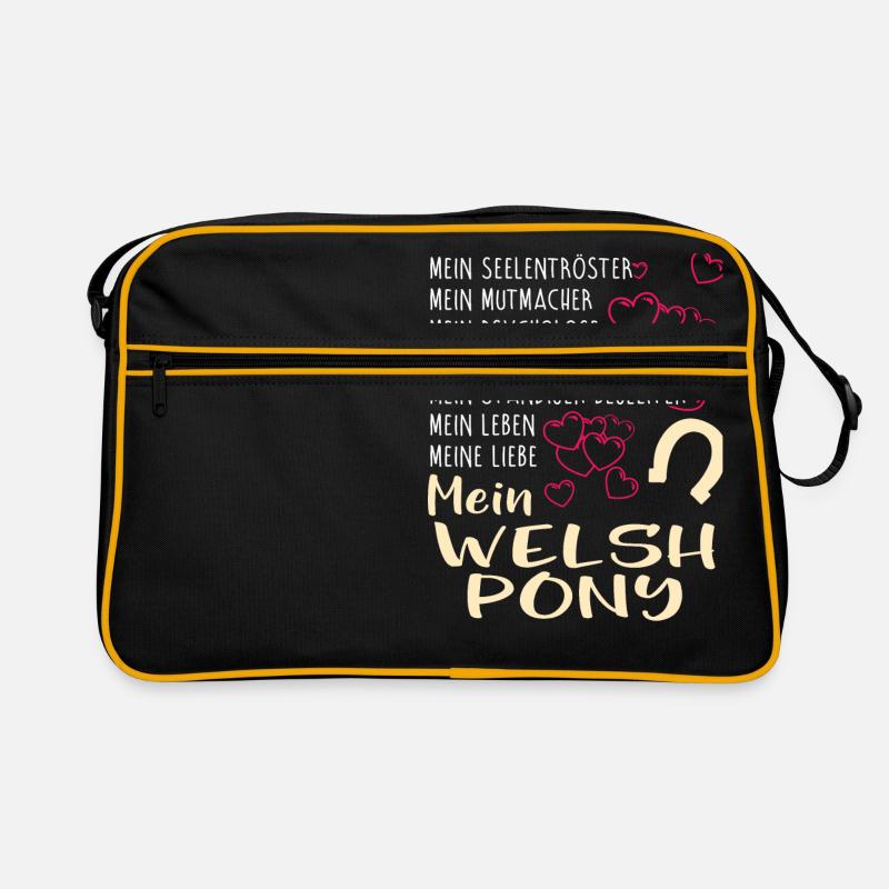 WELSH-PONY -Katze - Retro Tasche - Schwarz/Gold