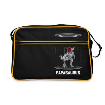 Papasaurus Rex - Vatertag Herrentag Männertag Papa - Retro Tasche - Schwarz/Gold - Vorne