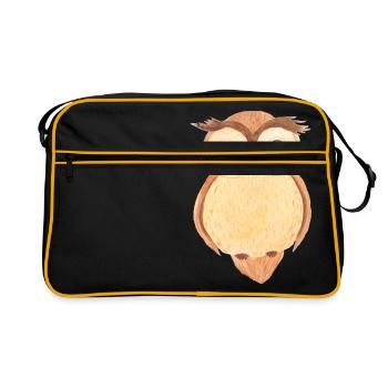 Eagle owl watercolor - Retro Bag - black/gold - Front