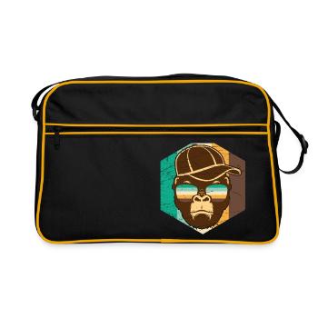 Hipster monkey - Retro Bag - black/gold - Front