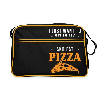 Installez-vous dans mes sous-vêtements et manger de la pizza - Sac Retro - noir/or - Devant
