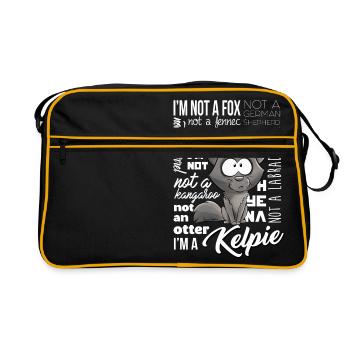 Ich bin Kelpie Fawn - weiß IN - Retro Tasche - Schwarz/Gold - Vorne