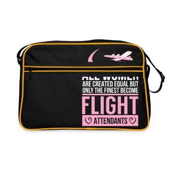 Flight attendant - Flugbegleiterin - Stewardess - - Retro Tasche - Schwarz/Gold - Vorne