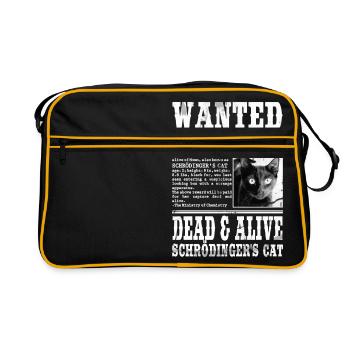 schrödinger's cat wanted white - Retro Bag - black/gold - Front