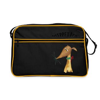 Whippet Love fawn Whippet - Retro Tasche - Schwarz/Gold - Vorne