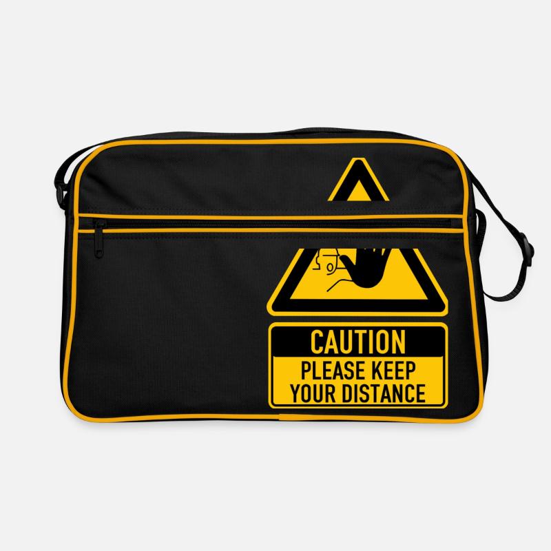 Corona Caution Please keep your distance Warning - Retro Tasche - Schwarz/Gold