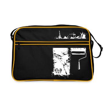 Pinselstrich (für dunklen Stoff) - Retro Tasche - Schwarz/Gold - Vorne
