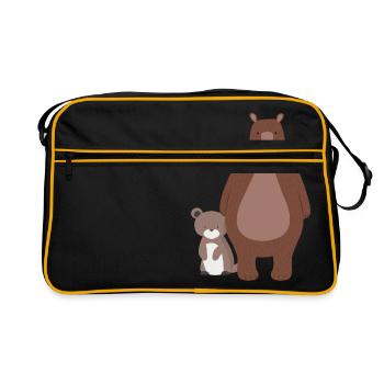 Maman ours ou papa ours avec bébé ours - Sac Retro - noir/or - Devant