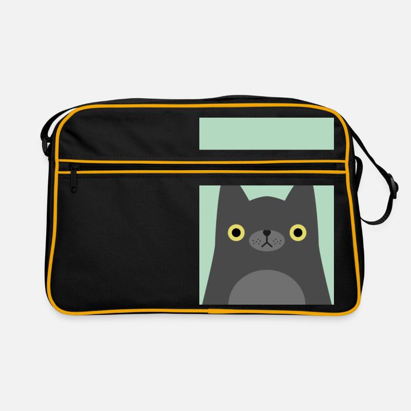 Schwarzer Kater - Retro Tasche - Schwarz/Gold